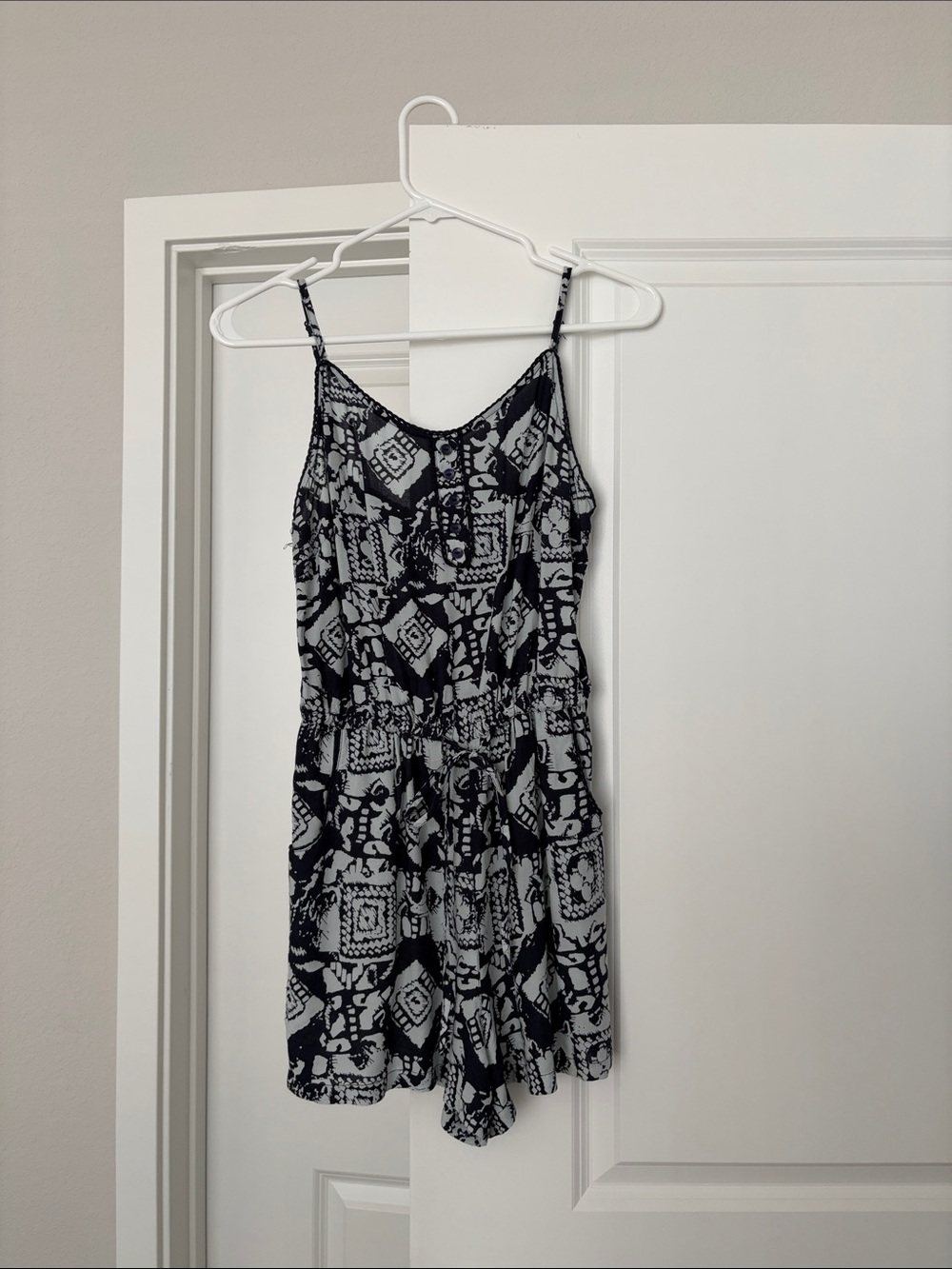 Up by Ultra Pink Navy and Light Blue Printed Romper